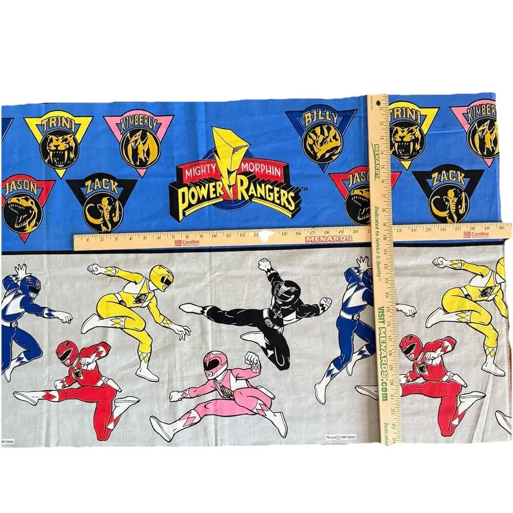 Vtg 90s Power Rangers Fabric Panel Remnant Saban Crafting Material 88